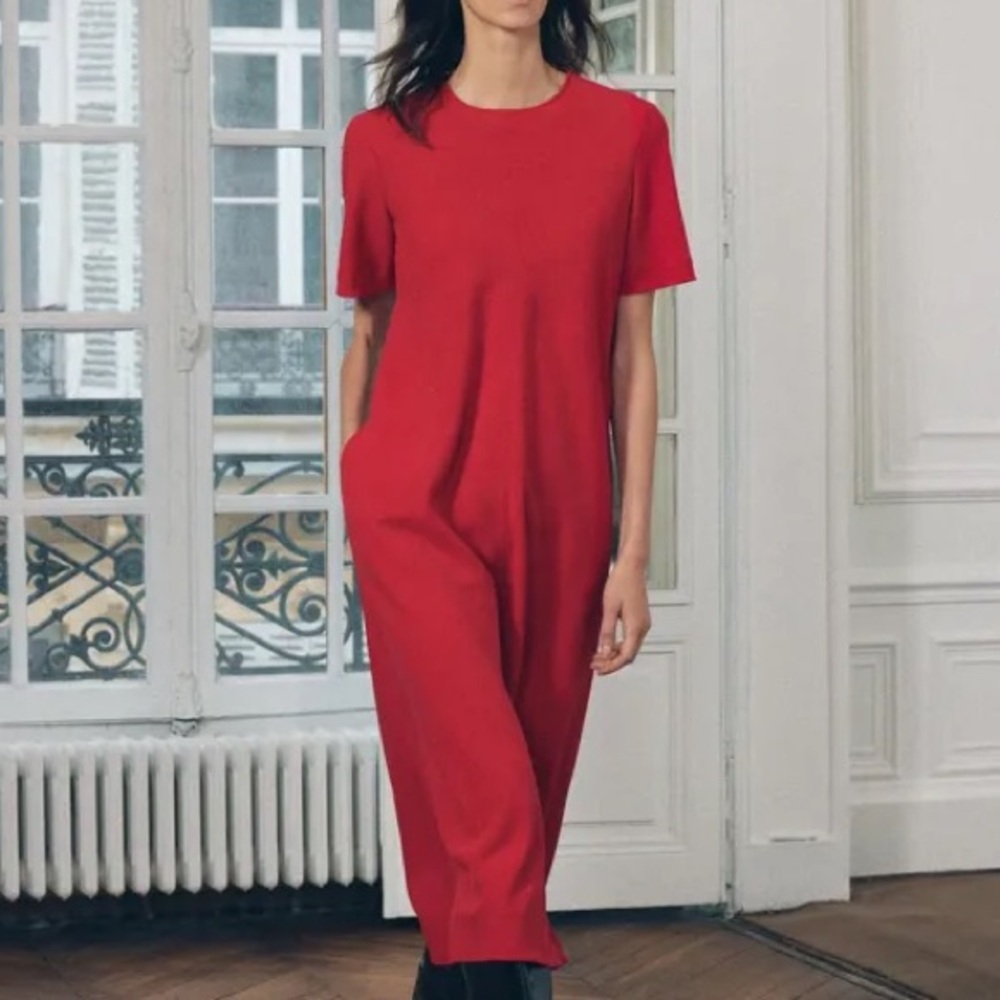 NWT ZARA RED MIDI SWING DRESS SIZE XXL ZW COLLECTION - Picture 2 of 12